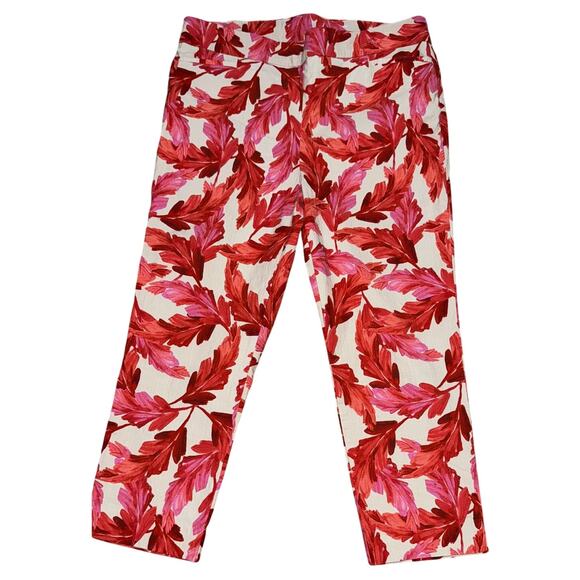 Chico's Floral Cropped Pants Size 2.5 Casual Vacation Core Pink Red - Picture 1 of 6